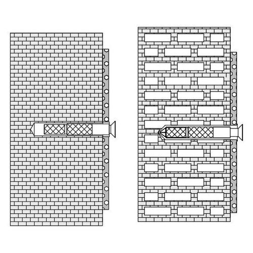 Hewi Befestigungsmaterial für Hohlblocksteine, Hochlochziegeln, Vollziegeln, BM18.2,