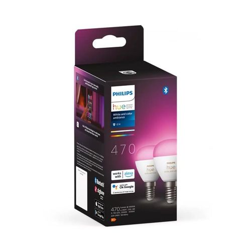 PHILIPS Hue White & Color Ambiance E14 Luster, 5,1 Watt Doppelpack, 8719514491281,