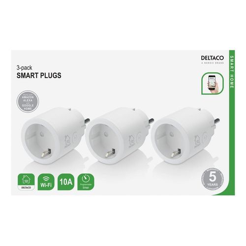 DELTACO Smart Home Steckdose, weiß, indoor, 3er Pack