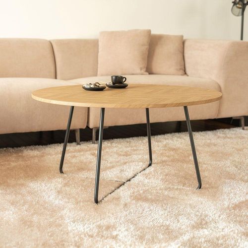 HOME DELUXE Couchtisch Rund NOVARA - Fishbone Oak