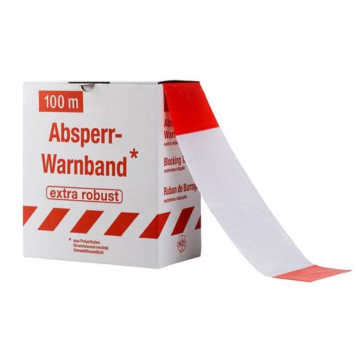 Absperrband 100 m rot weiß