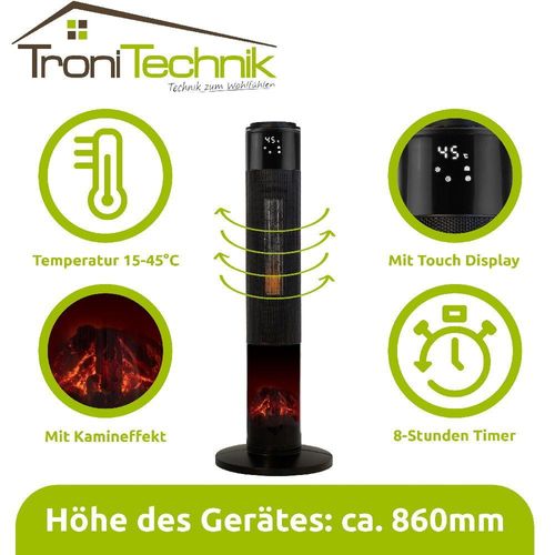 Turm-Keramikheizer 2kW TT-KH-073 mit Kaminfunktion