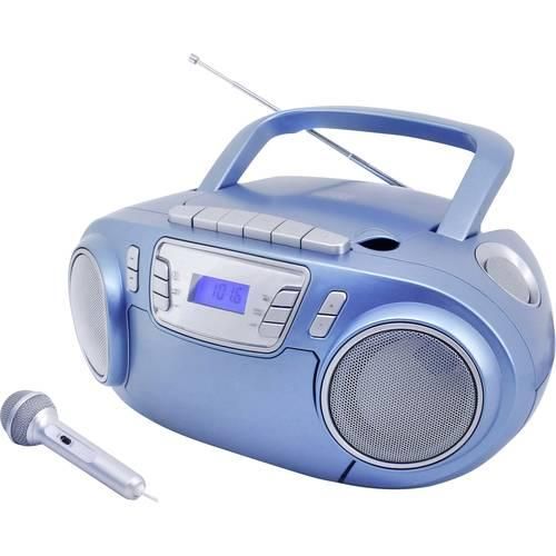 soundmaster SCD5800BL CD-Radio UKW USB, Kassette, Radiorecorder Inkl. Mikrofon Blau