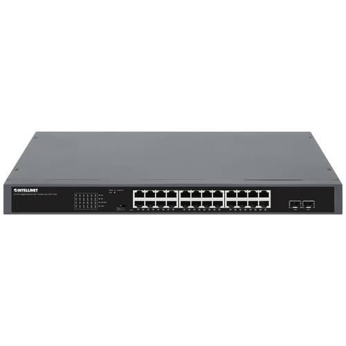 Intellinet 24-Port Gigabit PoE+ Switch mit 2 SFP Ports 370 W Powered Device Monitor 19 19 Zoll Netzwerk-Switch 10 / 100 / 1000 MBit/s IEEE802.3af (15.4 W),