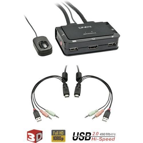 LINDY 42340 2 Port KVM-Umschalter HDMI