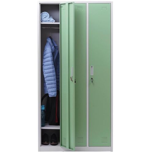 Schließfach Preston T829, Spind Wertfachschrank Schließfachschrank, Metall 3 Fächer ~ grün
