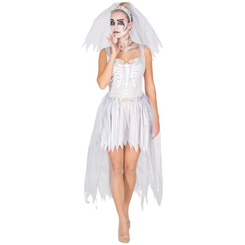 tectake® Frauenkostüm Brautkleid Skelett
