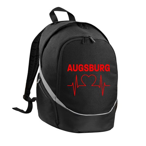 multifanshop Rucksack - Augsburg - Herzschlag - Druck rot - Tasche