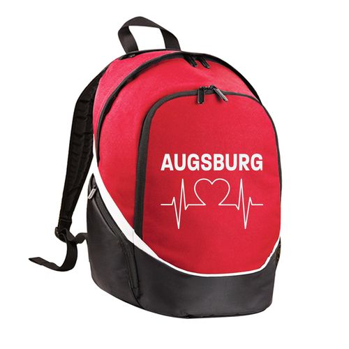 multifanshop Rucksack - Augsburg - Herzschlag - Druck weiß - Tasche