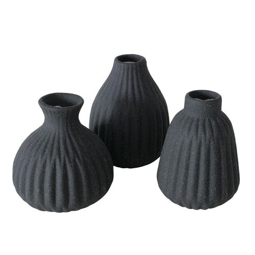 Boltze Vase Esko 3er-Set, Schwarz, rau