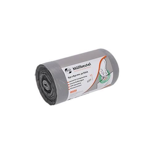 Deiss FIRST PLUS Müllbeutel, mit Tragegriff, LDPE, 14 µm, grau, B 630 x H 850 mm, 80 Liter, 300 Stück