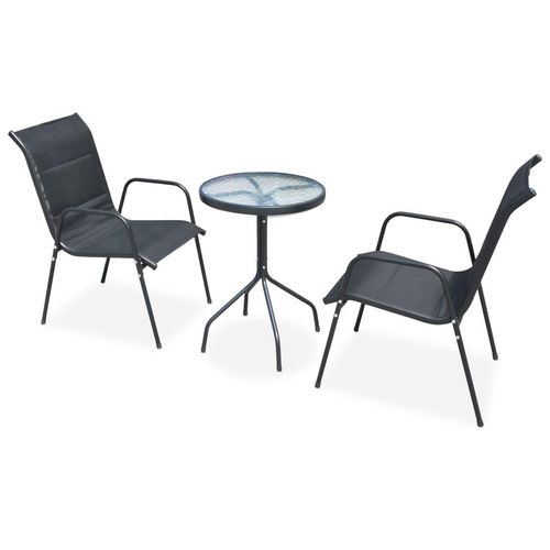 vidaXL 3-tlg. Bistro-Set Stahl Schwarz