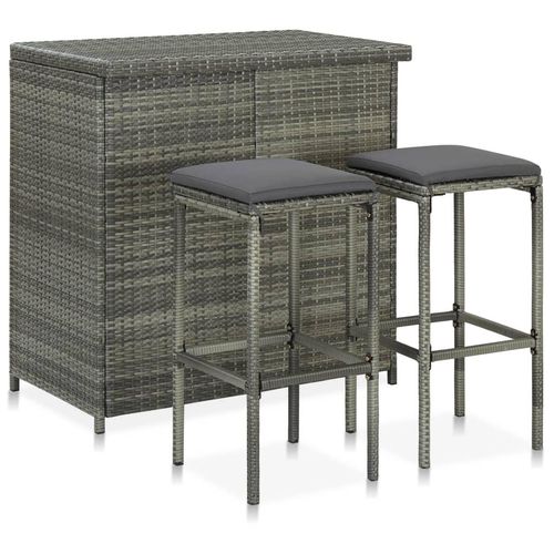 vidaXL 3-tlg. Bar Set Poly Rattan Grau