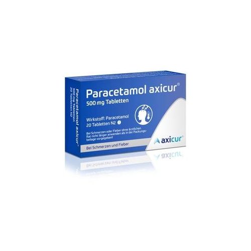 Paracetamol axicur 500 mg Tabletten bei Fieber, Kopfschmerzen, Zahnschmerzen, Regelschmerzen und Fie