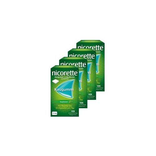 nicorette Kaugummi 2mg freshmint 105 Stk. 4er Set