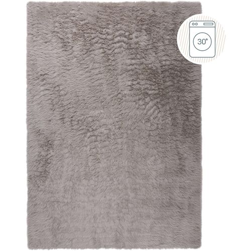 Hochflor-Teppich FLAIR RUGS "Alpine Faux Fur" Teppiche Gr. B: 80cm, 35mm, L: 150cm, grau waschbarer Kunstpelzteppich