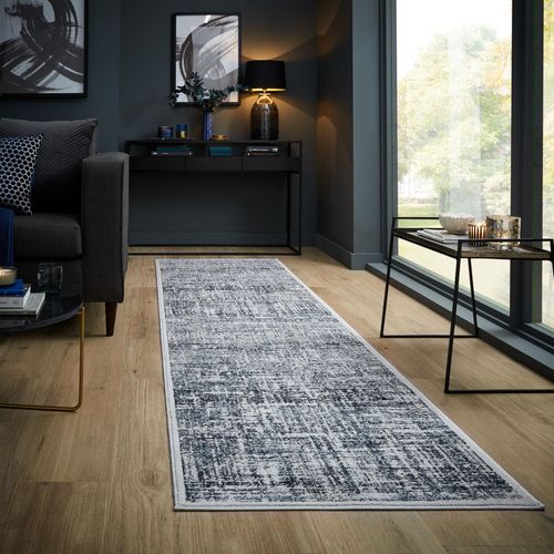 Teppich FLAIR RUGS "Eris Trace" Teppiche Gr. B: 80cm, 8mm, L: 300cm, blau Glanzeffekt Teppich