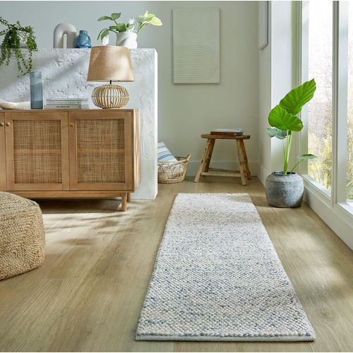 Teppich FLAIR RUGS "Minerals" Teppiche Gr. B: 80cm, 3mm, L: 150cm, blau Neutraler Teppich aus mineralischer Wollmischung