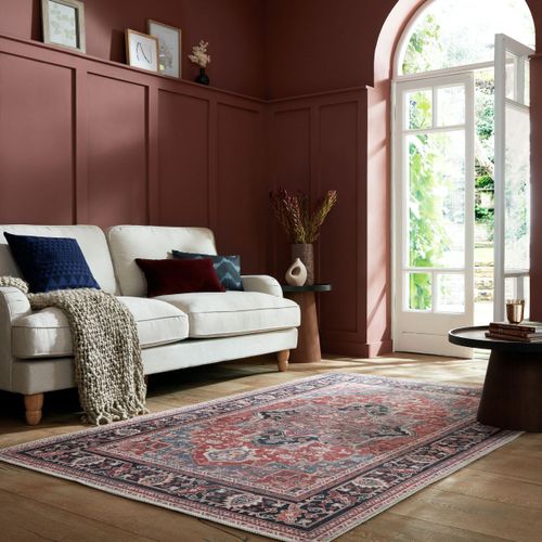 Teppich FLAIR RUGS "Windsor" Teppiche Gr. B: 80cm, 4mm, L: 150cm, rot Waschbarer Teppich