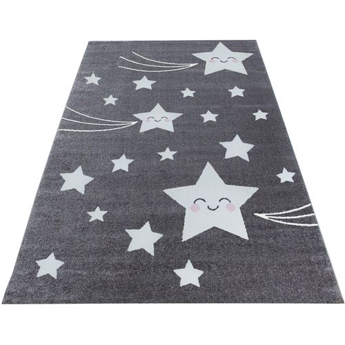 Kinderteppich AYYILDIZ TEPPICHE "Kids 610" Teppiche Gr. B: 160cm, 12mm, L: 230cm, grau Kinder Motiv Sterne, Kurzflor