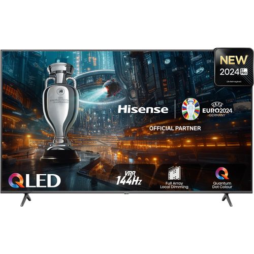 E (A bis G) HISENSE QLED-Fernseher Fernseher 4K UHD, QLED grau