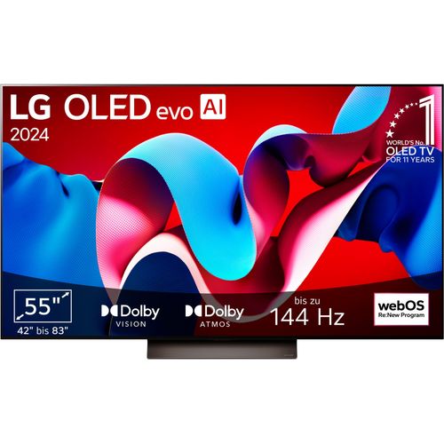 G (A bis G) LG OLED-Fernseher Fernseher Gr. 55, schwarz