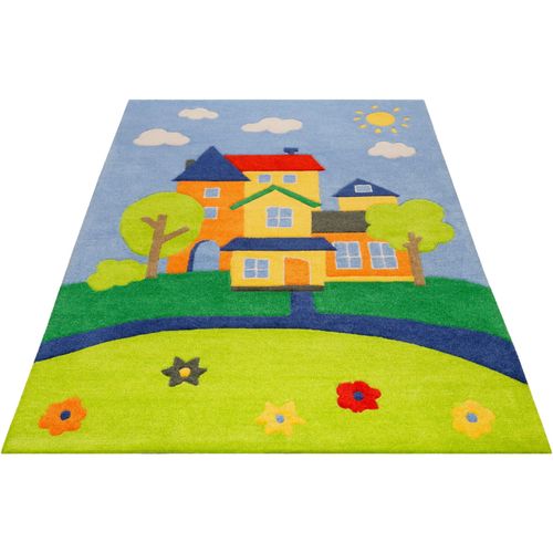 Kinderteppich SMART KIDS "Villa Villakulla" Teppiche Gr. B: 120cm, 9mm, L: 170cm, bunt Kinder Spielteppich Stadt, Konturenschnitt