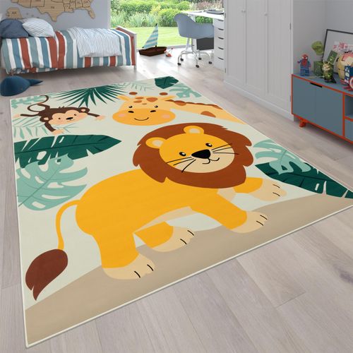 Kinderteppich PACO HOME "Bino 582" Teppiche Gr. B: 240cm, 4mm, L: 340cm, beige Kinder Spielteppich, Motiv Tiere, Löwe & Giraffe, Kinderzimmer