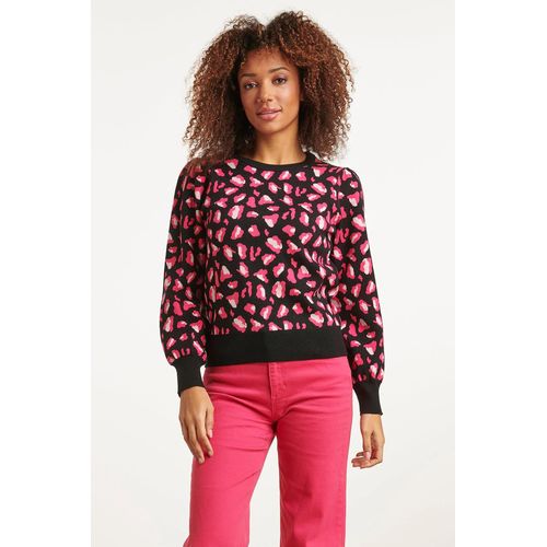 Smashed Lemon 23598 animal print gebreide top met pofmouwen