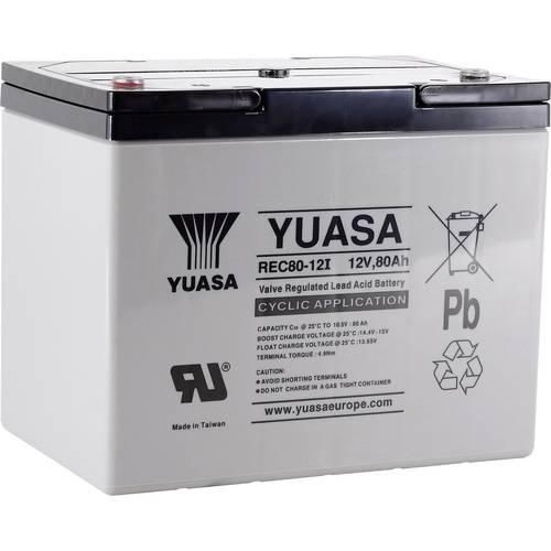 Yuasa REC80-12 YUAREC8012 Bleiakku 12 V 80 Ah Blei-Vlies (AGM) (B x H x T) 259 x 212 x 168 mm M6-Schraubanschluss Geringe Selbstentladung, Wartungsarm,