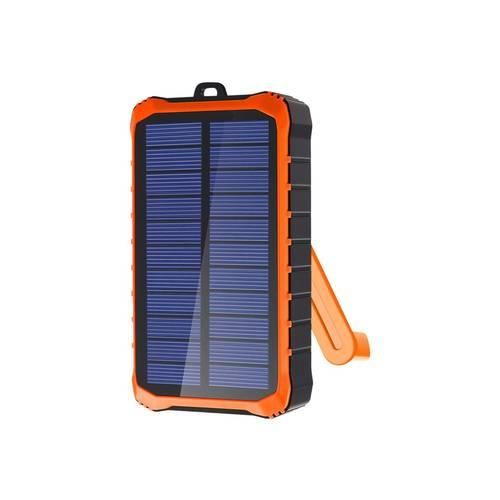 4Smarts Prepper Solar Powerbank 12000 mAh Li-Ion Schwarz, Orange LED Taschenlampe, Outdoor