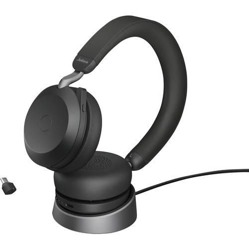 Jabra Evolve2 75 Telefon On Ear Headset kabelgebunden Schwarz Batterieladeanzeige, Mikrofon-Stummschaltung