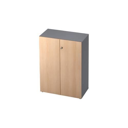 Aktenschrank TOPAS LINE, 3 Ordnerhöhen, Türen abschließbar, graphit/Eiche-Dekor