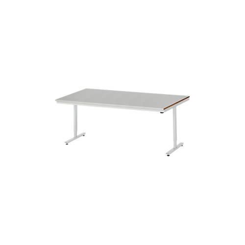 Rau Arbeitstisch Adlatus, elektrisch höhenverstellbar, 25 mm MDF-Platte, Edelstahlbelag, bis 150 kg, B 2000 x T 1000 x H 720-1120 mm, silber/lichtgrau