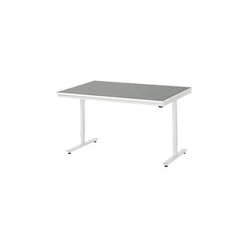Rau Arbeitstisch Adlatus, elektrisch höhenverstellbar, 25 mm Spanplatte, Linoleumbelag, 150 kg, B 1500 x T 1000 x H 720-1120 mm, hellgrau/lichtgrau
