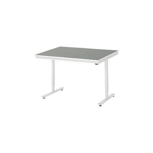 Rau Arbeitstisch Adlatus, elektrisch höhenverstellbar, 25 mm Spanplatte, Linoleumbelag, 150 kg, B 1250 x T 1000 x H 720-1120 mm, hellgrau/lichtgrau