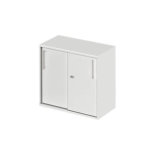Schäfer Shop Select Anstell-/Aufsatz-Schiebetürenschrank Start Off, in Tischhöhe, abschließbar, B 800 x T 420 x H 726 mm, lichtgrau/lichtgrau