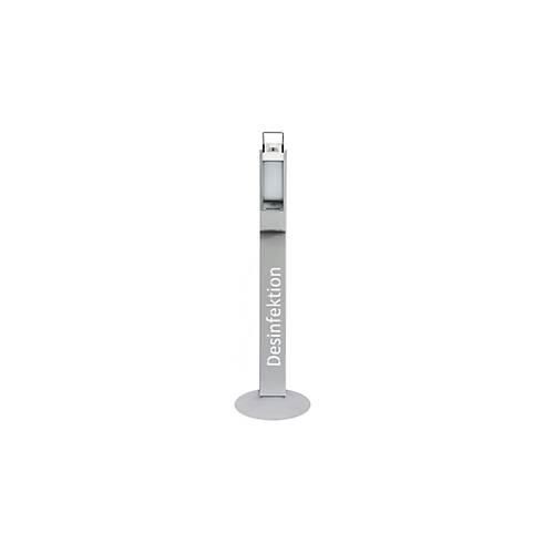 Desinfektionsmittelspender, mit Bedienbügel & Tropfschale, bis 1000 ml, inkl. Leerflasche, Edelstahl, B 350 T 350 x H 1220 mm