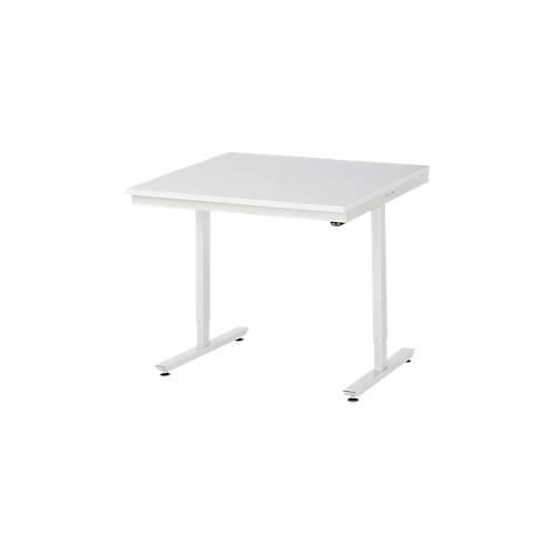 Rau Arbeitstisch Adlatus, elektrisch höhenverstellbar, 22 mm Spanplatte mit Melaminbelag, bis 150 kg, B 1000 x T 1000 x H 720-1120 mm, lichtgrau