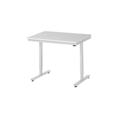 Rau ESD-Arbeitstisch Adlatus, elektrisch höhenverstellbar, 28 mm Spanplatte mit Melaminbelag, bis 150 kg, B 1000 x T 800 x H 720-1120 mm, lichtgrau