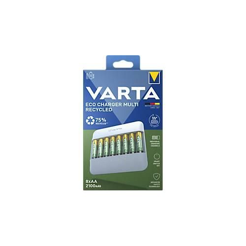 VARTA Batterie-Ladegerät Eco Charger Multi Recycled, für NiMH-Akkus, USB-C, 100-240 V, inkl. 8x AA 2100mAh Akkus