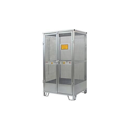 Justrite Gasflaschenlager, verzinkt, abschließbar, bis 9/12 Gasflaschen, B 2100 x H 1130 x T 960 mm, 155 kg, stahlgrau