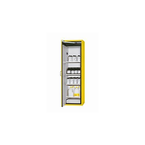 Sicherheitsschrank Typ 90 asecos S-CLASSIC-90, Flügeltür mit Türfeststellanlage, Anschlag links, Front Sicherheitsgelb, B 596 x T 616 x H 1968 mm