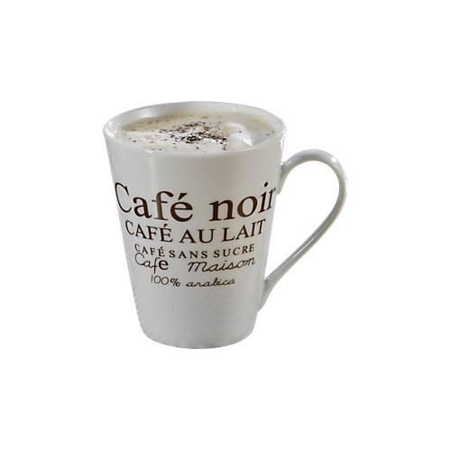 Kaffeebecher-Set FAKT, 6 Tassen, jeweils 0,25 l, Porzellan, weiß mit braunem Dekordruck