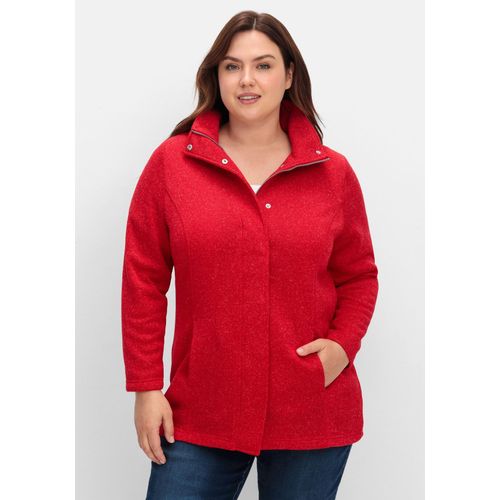 Jacke aus meliertem Strickfleece, rot, Gr.52