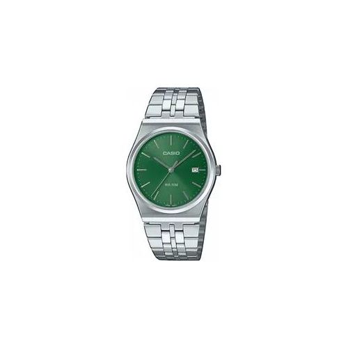 Quarzuhr CASIO TIMELESS COLLECTION Armbanduhren silberfarben (edelstahlfarben-grün) Damen Armbanduhr, Herrenuhr, Damenuhr, analog, Datum