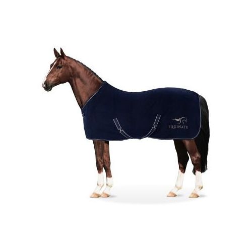 Equinate Abschwitzdecke Nevada aus Fleece mit Widerristpolster und Kreuzbegurtung navy 1,45 m