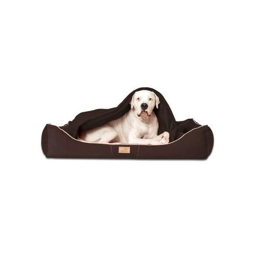 Tierlando ® RUDOLPH - Orthopädisches Hundebett inkl. Schonbezug mit Hundedecke braun 1,1 m, 25 cm, 90 cm