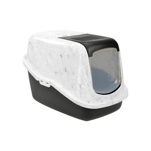 AniOne Katzentoilette Marble weiß/ grau