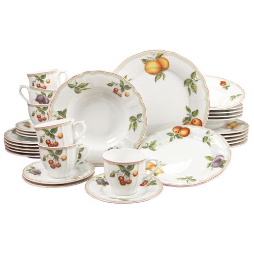 Kombiservice CREATABLE "Geschirr-Set Flora Orchard" Geschirr-Sets Gr. 30 tlg., bunt (weiß, bunt) Service, 30 Teile, für 6 Personen